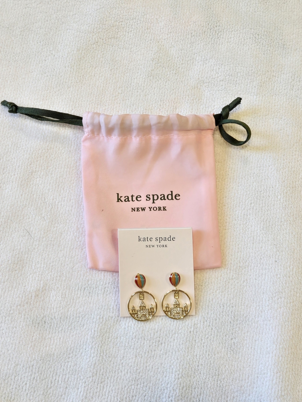 Kate Spade Up, Up & Away Hot Air Balloon Castle Earrings With Dust Bag - Picture 2 of 4